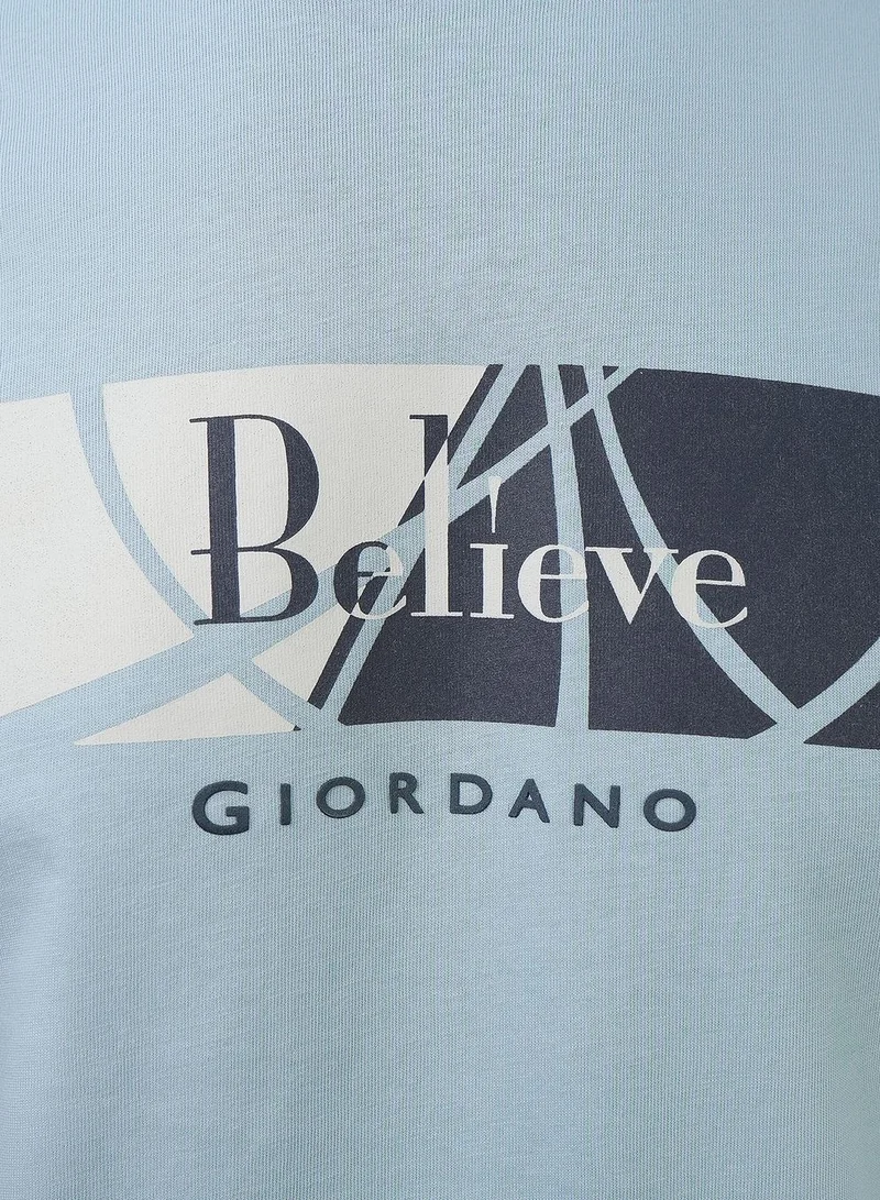 GIORDANO  Men's Slim Fit Cotton Jersey Message Print Tee for Men | Best Price UAE