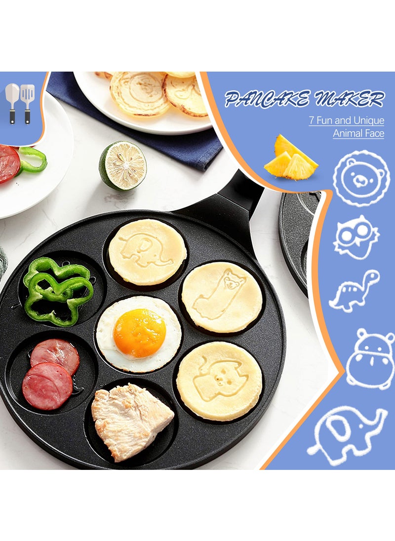 KASTWAVE Griddle Pan, Pancake Pan Nonstick 10 Inch animal Pancake Maker Mini Pancake Mold Pan 7-Cup Blini Pan for Kids Gifts Cake, black  - Image 2