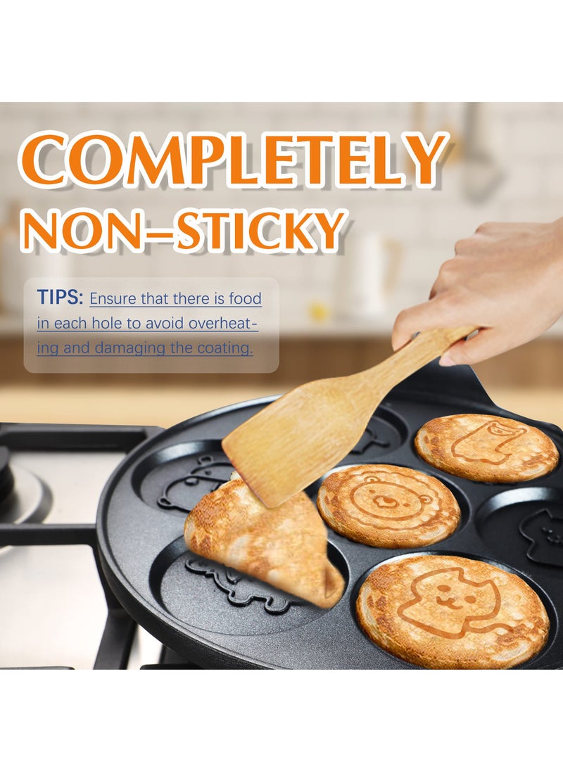 KASTWAVE Griddle Pan, Pancake Pan Nonstick 10 Inch animal Pancake Maker Mini Pancake Mold Pan 7-Cup Blini Pan for Kids Gifts Cake, black  - Image 4
