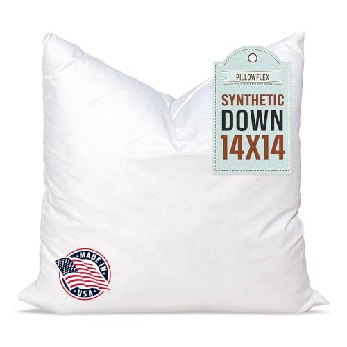 Pillowflex Synthetic Down Pillow Insert - 14x14 Down Alternative, Ultra Soft Throw Pillow, Small Sham Bed Sleeping Pillow - 1 Decorative Accent Form - Image 1