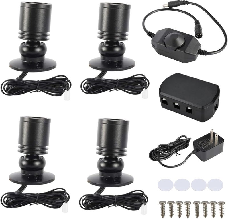YaeCCC Dimmable LED Mini Spotlight Jewelry Showcase Display Lights Black Shell Surface Mount (Pack-4,Warm White 3000k) - Image 1