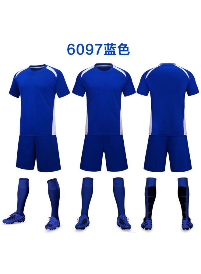 Blue 6097 Blue Football Uniform Suit School Competition Team Children Students Adult Custom Team Uniform Printing Training Uniform Jersey Team
