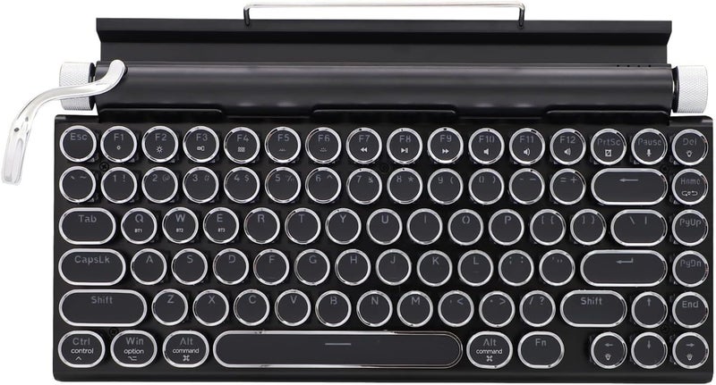 Adventurers Retro Typewriter-Style Mechanical Keyboard, 83 Keys, 75% Compact Layout, Bluetooth 5.0 and Wired, Hot-Swappable Blue Switch, White Backlit for Windows/Mac/iPad/PC/Laptop (Dark Green) - Image 1