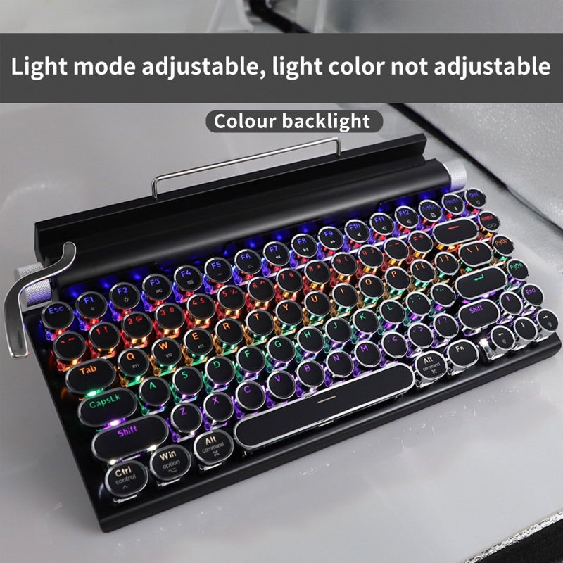 Adventurers Retro Typewriter-Style Mechanical Keyboard, 83 Keys, 75% Compact Layout, Bluetooth 5.0 and Wired, Hot-Swappable Blue Switch, White Backlit for Windows/Mac/iPad/PC/Laptop (Dark Green) - Image 4