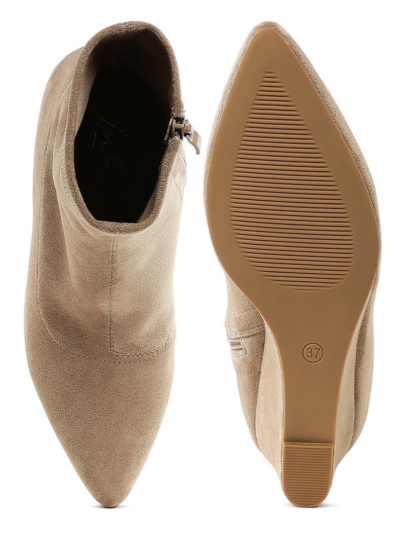 London Rag Microfiber Wedge Sock Boots in Beige - Image 4