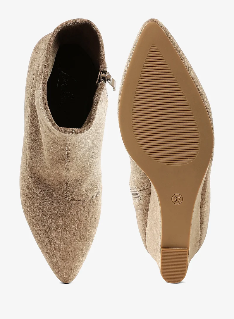 London Rag Microfiber Wedge Sock Boots in Beige
