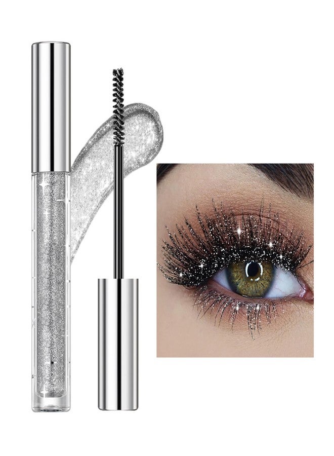 DLZZRS Colored Mascara for Eyelashes, Diamond Glitter Colorful Shiny Sparkle Waterproof Long Lasting Smudge-Proof, Lengthening Curling Volume Mascara Party Stage Use(#01 Sliver) - Image 1