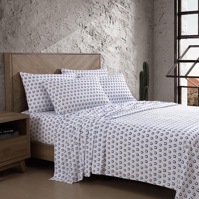 Wrangler- Twin Sheet Set  Silky & Lightweight Bedding Set  Casual Home D?cor (Horseshoe Dots Navy  Twin) - Image 2