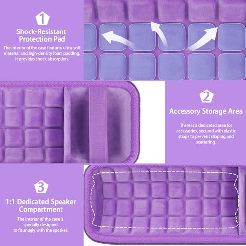 co2CREA Hard Travel Case Replacement for JBL Flip 7 Flip 6 FLIP 5 Waterproof Portable Bluetooth Speaker (Purple Case) - Image 4