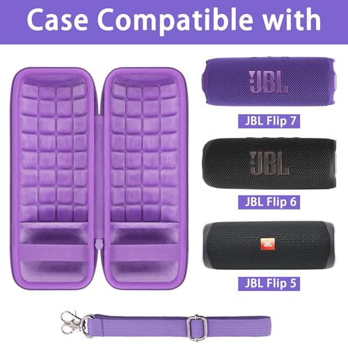 co2CREA Hard Travel Case Replacement for JBL Flip 7 Flip 6 FLIP 5 Waterproof Portable Bluetooth Speaker (Purple Case) - Image 2