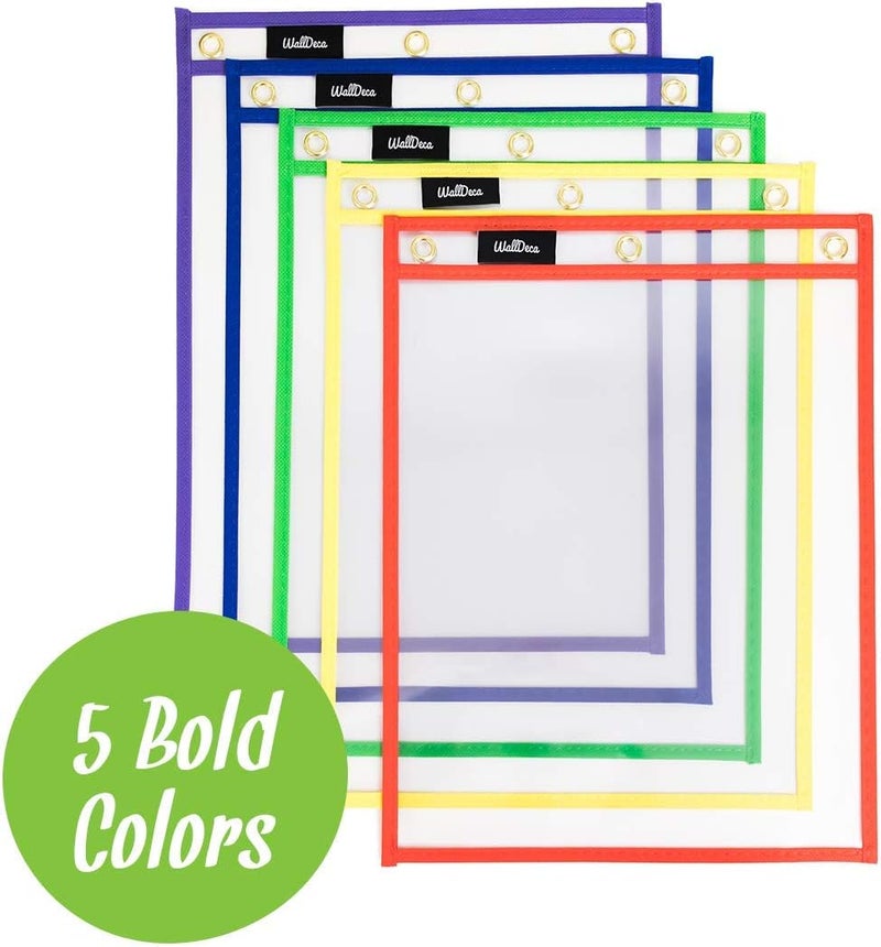 WallDeca Dry Erase Plastic Sleeves for Paper 8.5x11 inches 25 pk - Dry Erase Pockets Reusable Sleeves - Plastic Covers for Paper Holder Pack, Write and Wipe Pockets, Clear Pockets for Classroom - Image 2