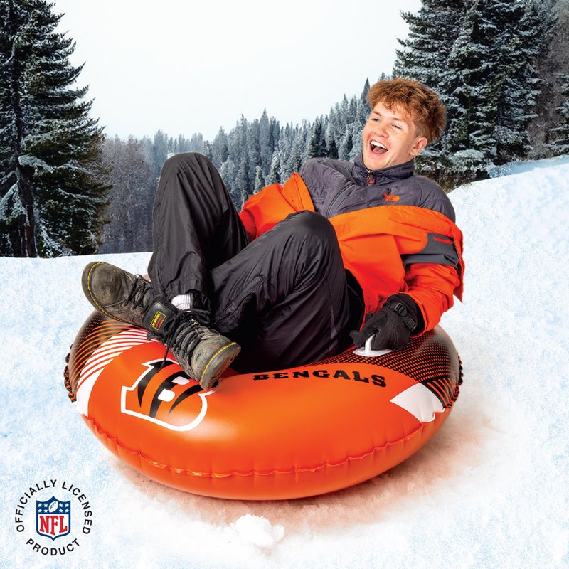 بيج ماوث NFL Snow Tube الثقيلة نفخ زلاجات للأنابيب ألعاب الشتاء متعة للأطفال والكبار هدايا كرة القدم للبنين - سينسيناتي بنغلس - Image 2