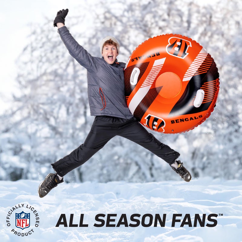 بيج ماوث NFL Snow Tube الثقيلة نفخ زلاجات للأنابيب ألعاب الشتاء متعة للأطفال والكبار هدايا كرة القدم للبنين - سينسيناتي بنغلس - Image 4