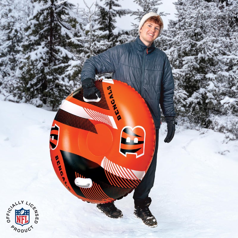 بيج ماوث NFL Snow Tube الثقيلة نفخ زلاجات للأنابيب ألعاب الشتاء متعة للأطفال والكبار هدايا كرة القدم للبنين - سينسيناتي بنغلس - Image 5