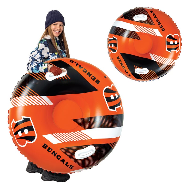 بيج ماوث NFL Snow Tube الثقيلة نفخ زلاجات للأنابيب ألعاب الشتاء متعة للأطفال والكبار هدايا كرة القدم للبنين - سينسيناتي بنغلس - Image 1