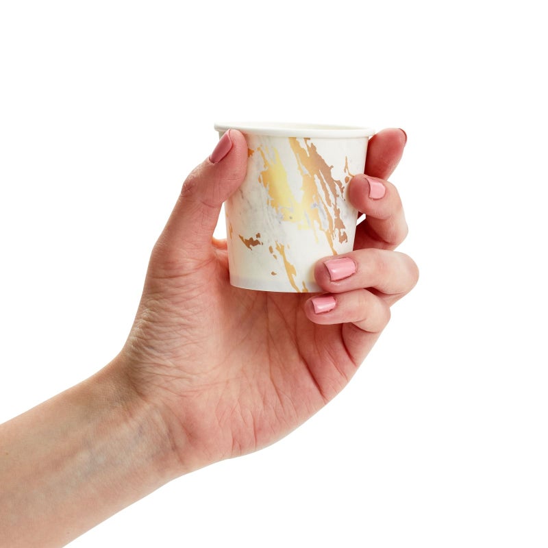 Sparkle and Bash 100 Pack 4 Oz Mini Disposable Paper Cups - Marble Disposable Party Cup for Espresso  Mouthwash  Tea  Coffee  Versatile and High-Quality Espresso Cups - Image 5