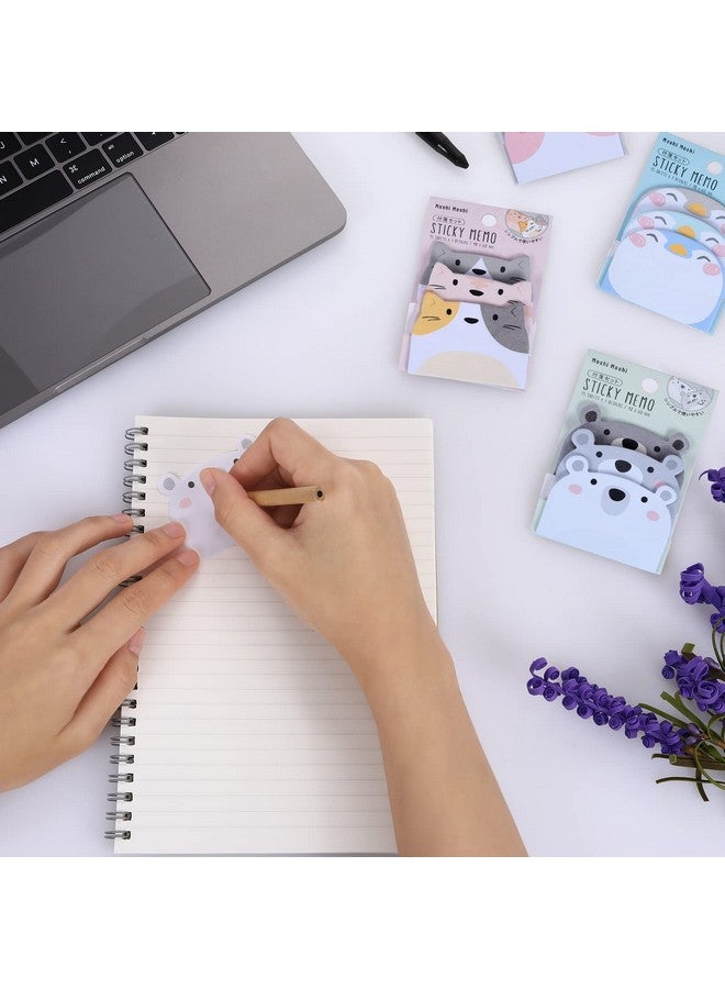 مولين ملاحظات لاصقة لطيفة، مجموعة من 6 ملاحظات لاصقة كرتونية وأقلام تحديد على شكل حيوانات وأعلام ولوحات ملاحظات ذاتية اللصق للطلاب والمكتب المنزلي وزملاء السكن هدايا مستلزمات Tab 270 ورقة - Image 4