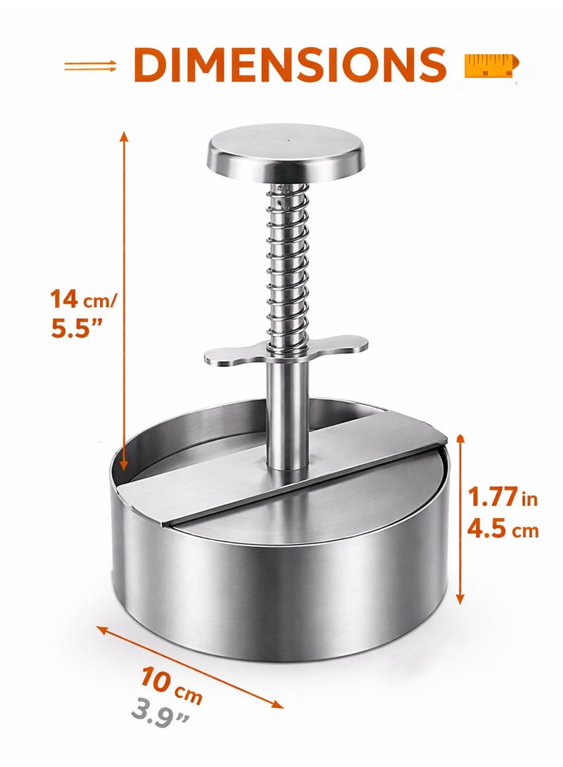 10cm Stainless Steel Burger Press – Adjustable Non Stick Hamburger Patty Maker with Spring Button for BBQ & Homemade Burgers - Image 5