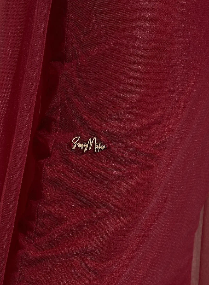 Fashion Trends by Suzy Matar Tulle Detail Embroidered Dress