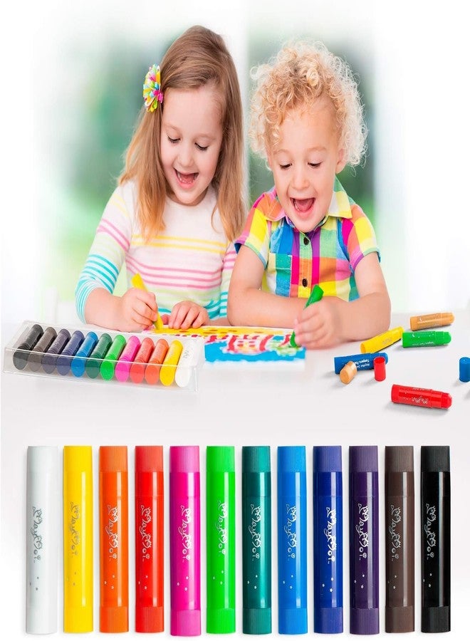 MayMoi Tempera Paint Sticks - 12 Bright Colors, Quick Drying, Easy to Color and Washable Crayons for Kids and Students - Image 1
