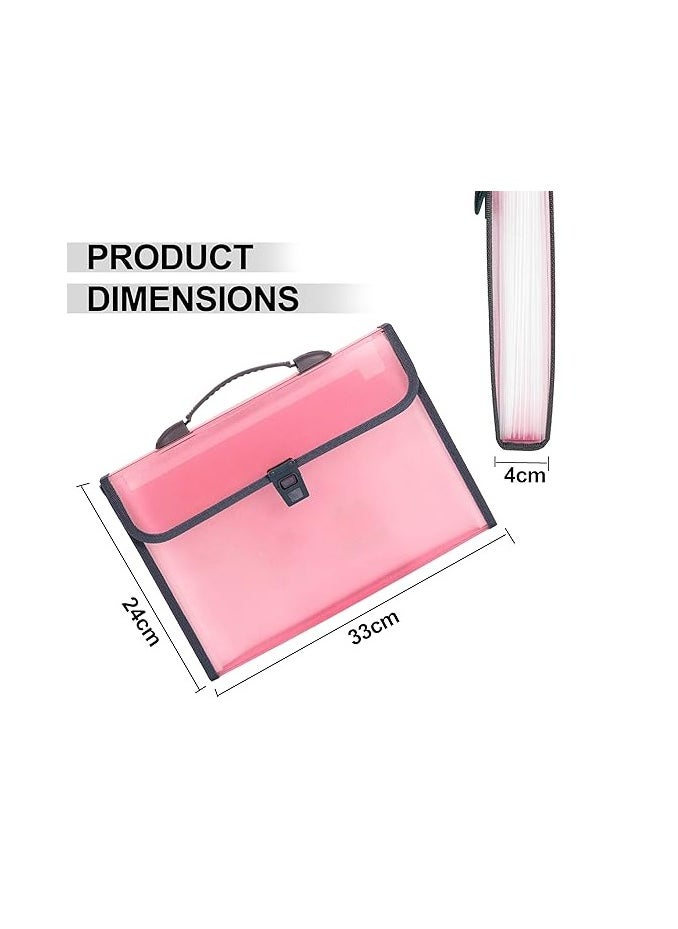 13 Pockets Expanding File Folder, A4/Letter Size Document Organizer with Handle & Buckle Closure, Accordion Filing Box for Paper Bill Receipt Documents for school office home