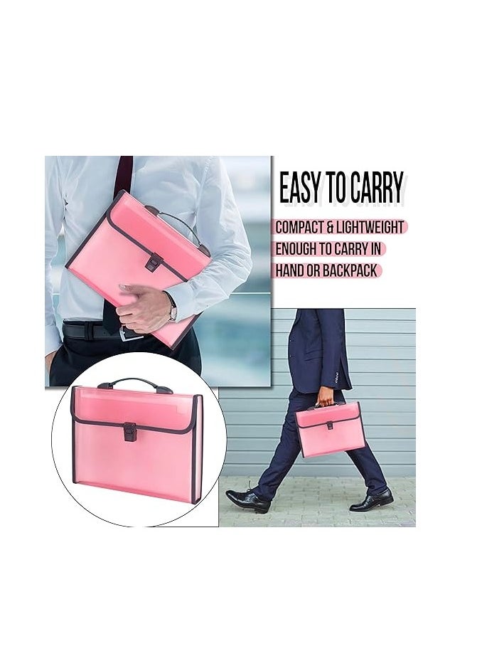 13 Pockets Expanding File Folder, A4/Letter Size Document Organizer with Handle & Buckle Closure, Accordion Filing Box for Paper Bill Receipt Documents for school office home