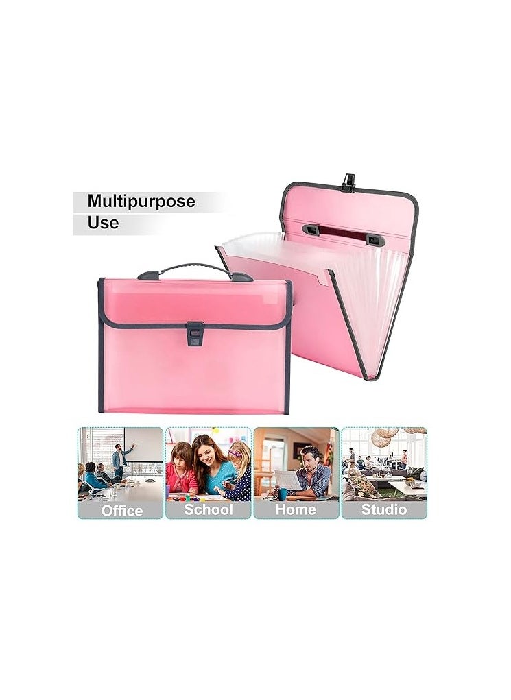 13 Pockets Expanding File Folder, A4/Letter Size Document Organizer with Handle & Buckle Closure, Accordion Filing Box for Paper Bill Receipt Documents for school office home