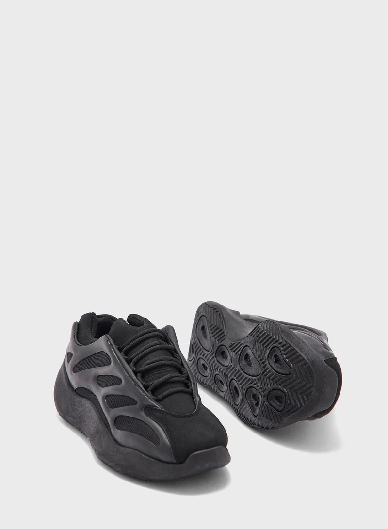 Truffle Rubber Detail Lace Up Sneaker
