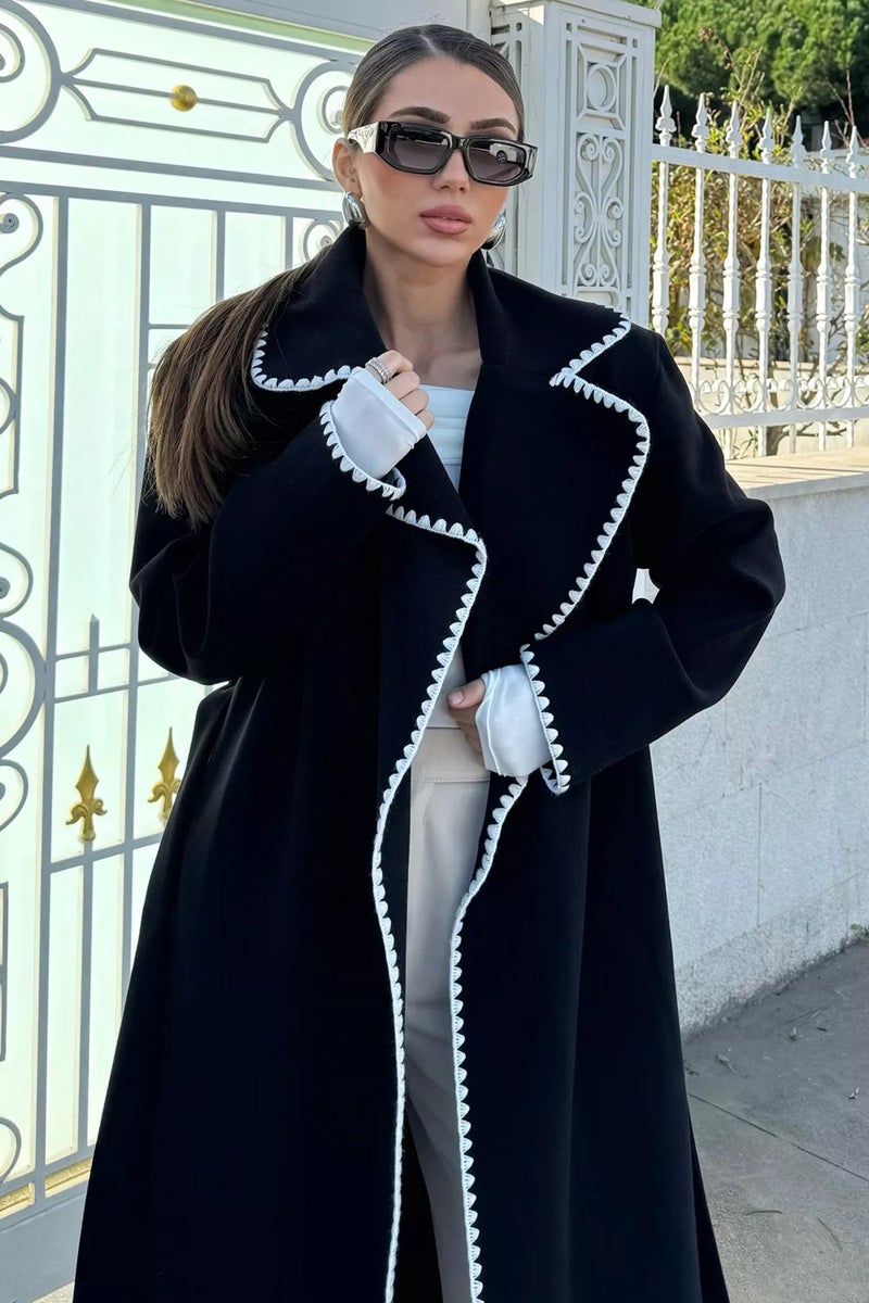 Gülseli Rose Lined Waist Belted Women's Cashmere Coat - Image 2