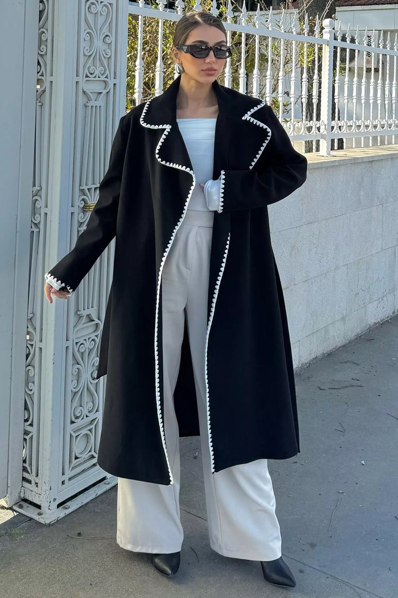 Gülseli Rose Lined Waist Belted Women's Cashmere Coat - Image 1