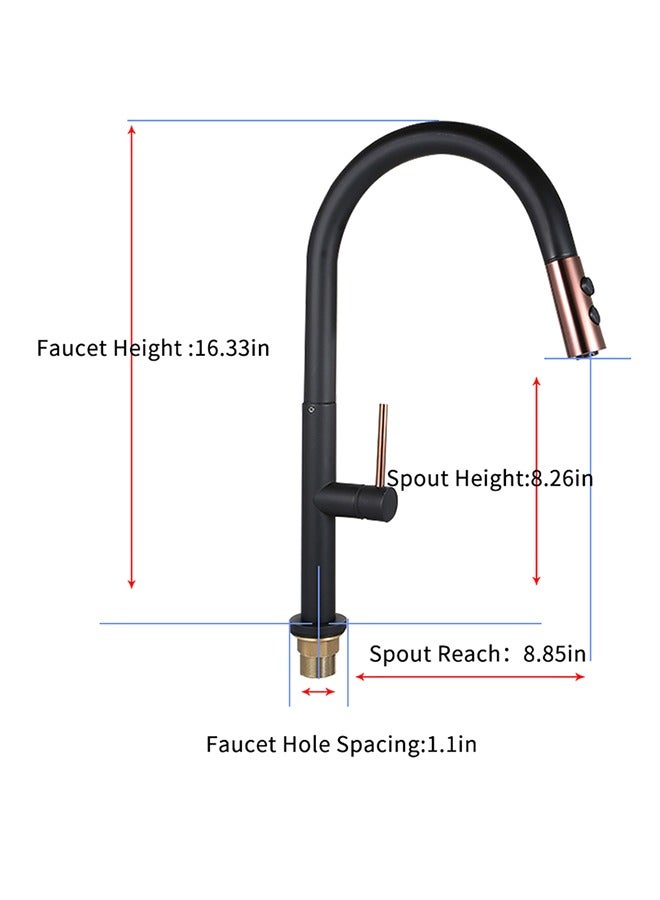 Rotatable Pull Down Sink Sprayer Ceramic Valve Copper Water Tap, Kitchen Faucet Switch Swivel Spout Sink Mixer Tap Single Handle Deck Mount Hot Cold - Image 5
