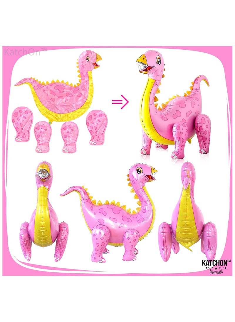 KATCHON KatchOn, Large Pink Dinosaur Balloon Girl - 35 Inch | Pink Dinosaur Party Supplies | Self Standing Girl Dinosaur Balloons for Birthday Party  - Image 5