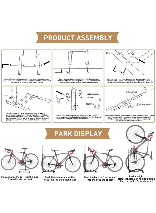 Bike Parking Stand,Bike Floor Stand Parking Rack,Bike Rack Bicycle Floor Parking Stand, Bike Storage Holder for Garage,Indoor & Outdoor,Mountain & Road Bikes - Image 5