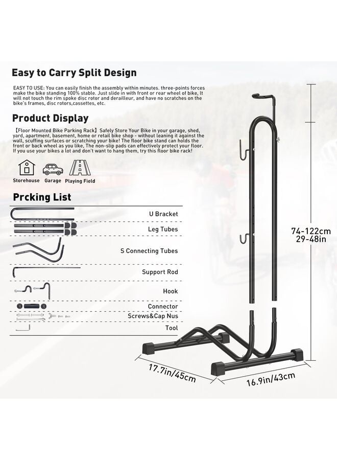 Bike Parking Stand,Bike Floor Stand Parking Rack,Bike Rack Bicycle Floor Parking Stand, Bike Storage Holder for Garage,Indoor & Outdoor,Mountain & Road Bikes - Image 4