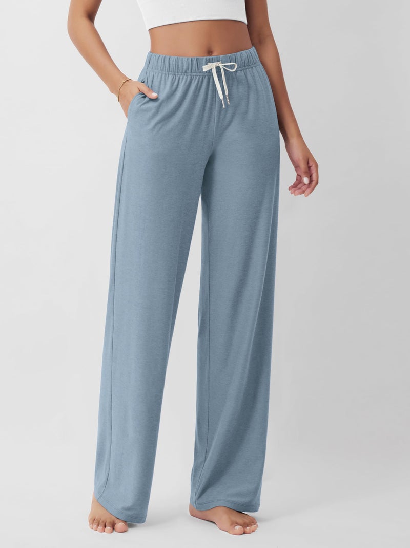 ODODOS Women's Straight Leg Pants Ultra Soft odSTRATUM Tech Relaxed Casual Pajama Lounge Pants with Pockets-29 Inseam, Dusty Blue Heather, Medium - Image 3