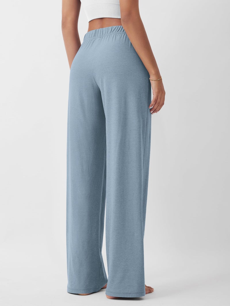 ODODOS Women's Straight Leg Pants Ultra Soft odSTRATUM Tech Relaxed Casual Pajama Lounge Pants with Pockets-29 Inseam, Dusty Blue Heather, Medium - Image 4