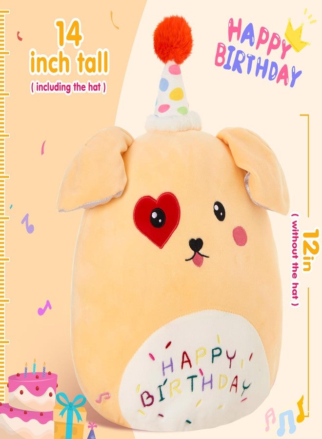 BSTAOFY Light up Music Happy Birthday Puppy Dog Soft Plush Pillow Stuffed Animal Dog Birthday Gift for Toddler Kids Girls, 14'' - Image 5
