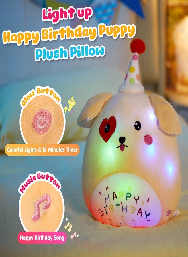 BSTAOFY Light up Music Happy Birthday Puppy Dog Soft Plush Pillow Stuffed Animal Dog Birthday Gift for Toddler Kids Girls, 14'' - Image 4