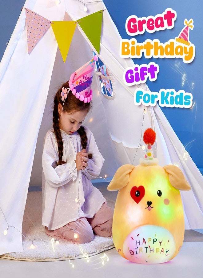 BSTAOFY Light up Music Happy Birthday Puppy Dog Soft Plush Pillow Stuffed Animal Dog Birthday Gift for Toddler Kids Girls, 14'' - Image 3