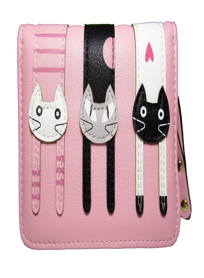 Nawoshow Women Cute Cat Wallet Coin Purse Bifold Wallet Clutch Bag (A-Pink) - Image 1