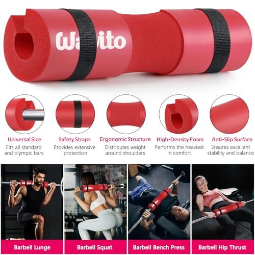 WALITO 7Pcs Barbell Pad Set for Hip Thrust - Squat Pad,Gym Accessories for Women with Bar Bad,Bench Press, with Gym Ankle Straps,Resistance Bands for Working Out,Lifting Strap,Carry Bag - Image 3