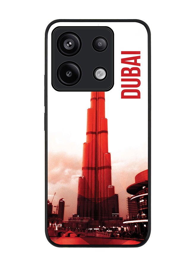 Stylizedd حافظة حواف سوداء متينة لهاتف Xiaomi Redmi Note 13 Pro 5G، غطاء رفيع مرن مضاد للسقوط - دبي - برج خليفة - Image 1