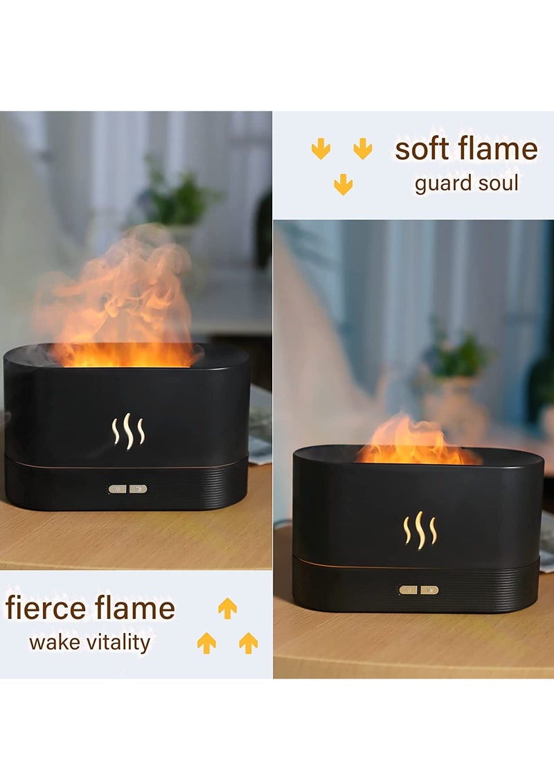 Flame Air Diffuser,Humidifier,Portable-Noiseless Aroma Diffuser for Home,Office or Yoga Essential Oil Diffuser with No-Water Auto-Off Protection(Black)…