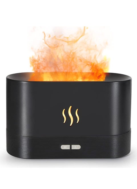 Flame Air Diffuser,Humidifier,Portable-Noiseless Aroma Diffuser for Home,Office or Yoga Essential Oil Diffuser with No-Water Auto-Off Protection(Black)…