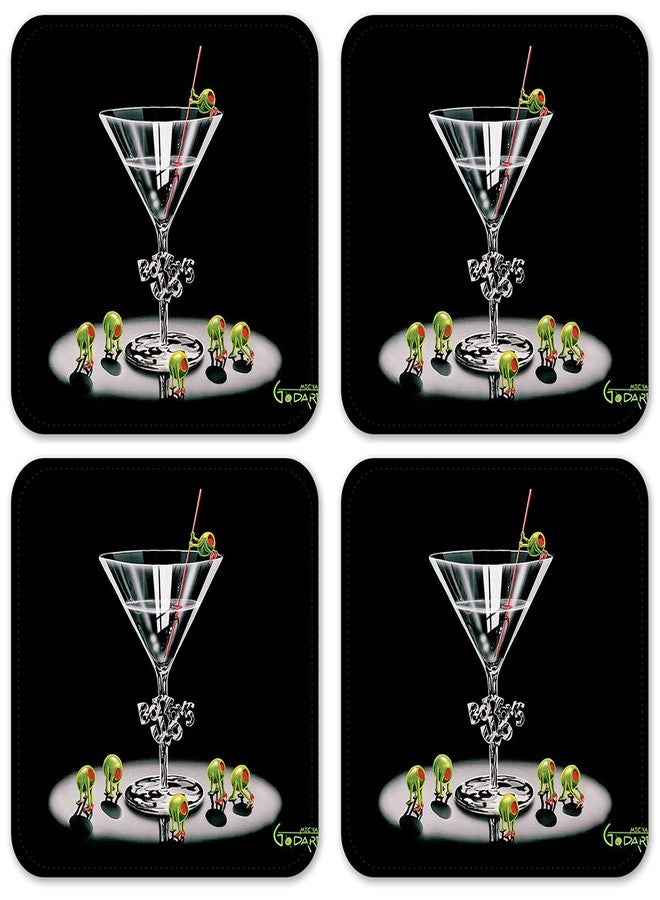 Art Plates – Drink Coasters Set of 4 – Decorative Vinyl Coaster Set – 4x4 Inch Square Coasters with Rounded Corners – High-Resolution Print – Michael Godard: Bottoms Up - Image 1