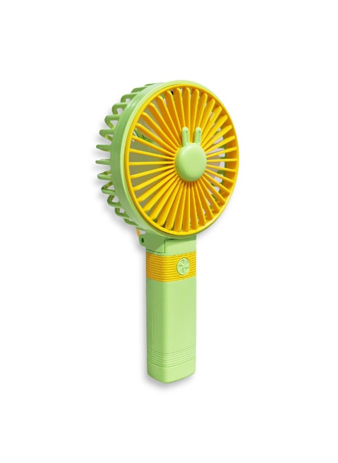 Generic - Mini handheld fan, cute design with bear face in the middle, small size and easy to carry in hand or put in bag, equipped with USB rechargeable battery, on/off button, multiple air speeds, nice gift for kids and adults - Image 1
