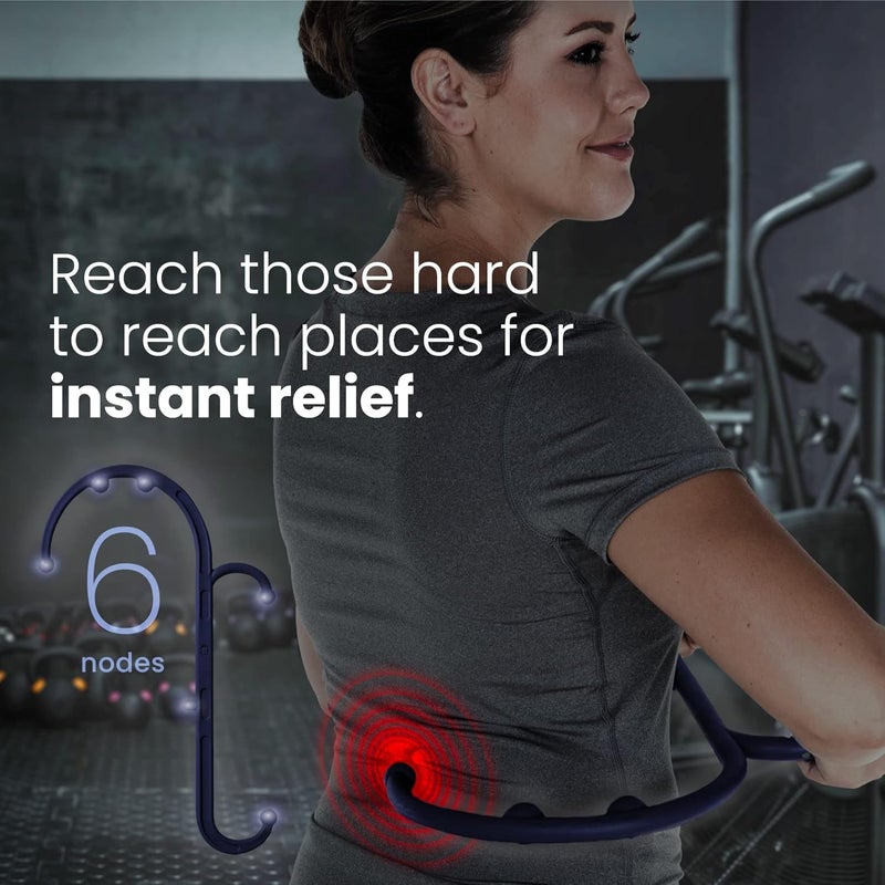 LiBa Back and Neck Massager - Trigger Point Massage Tools for Pain Relief and Manual Massage Hook Therapy Handheld Back Neck Shoulder Massager Navy - Gift for Women & Men - Image 3