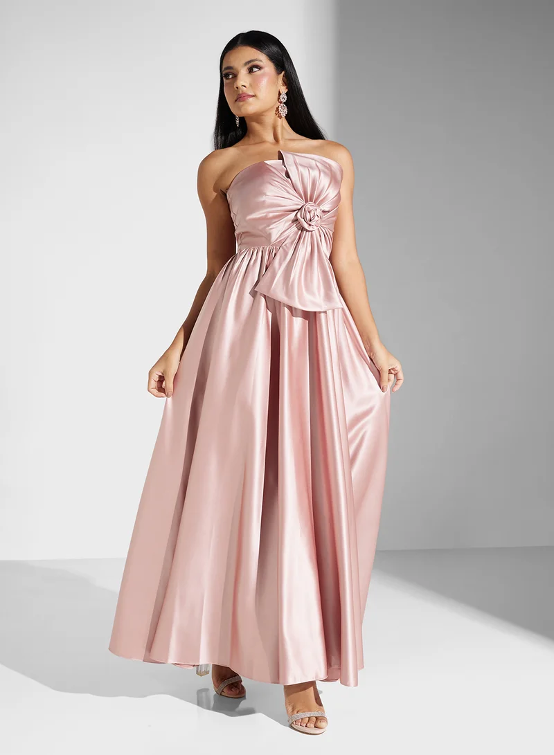 Akadia Fashion rose detailed strapless dress