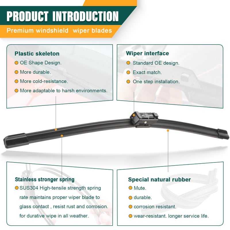 KVQ Windshield Wiper Blades Replacement for Ford Transit-150 Transit-250 Transit-350 2015 2016 2017 2018 2019 2020 2021 2022,Original Factory Quality - 28" 21" (Pack of 2) - Image 4