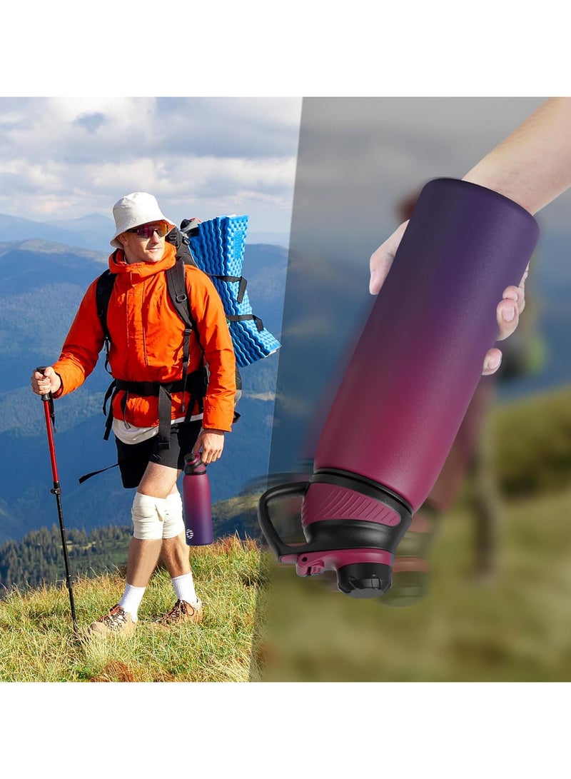 FjBottle Stainless Steel Water Bottle 1L with Magnetic Lid, BPA Free Insulated Water Bottle, Sports Metal Water Bottle Hot&Cold Drinks Vacuum Flask Leak-Proof for Gym, Work, Travel - Image 3